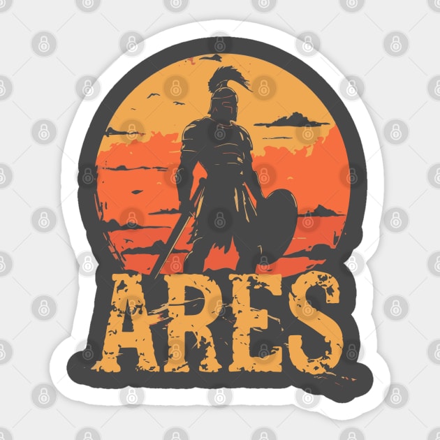 Ares - Greek War God - Mythology & Epic - Retro Sticker by TuncGK